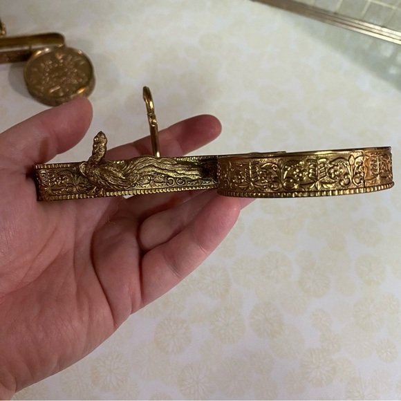 Vintage Brass Teacup & saucer display holders brass filigree ornate Victorian - Picture 5 of 10